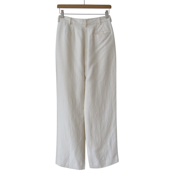 Donna Karan New York Cream Trousers Pants 4 Acetate Linen Straight Quiet Luxury - Picture 2 of 16